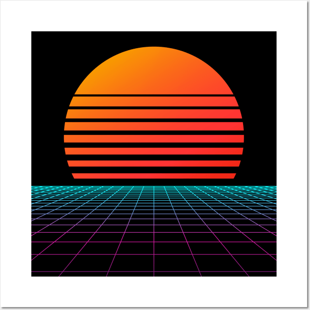 Minimal Nostalgia Sunset Synthwave Wall Art by edmproject